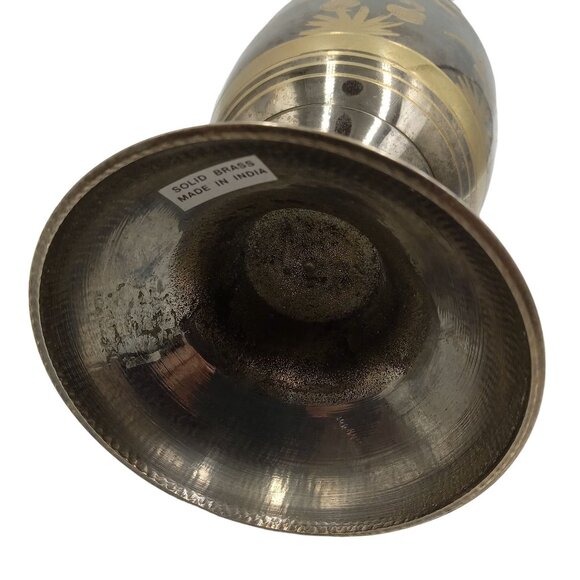 Solid Brass Tall Vase With Intricate Floral & Bird Design Made In India - Picture 7 of 10